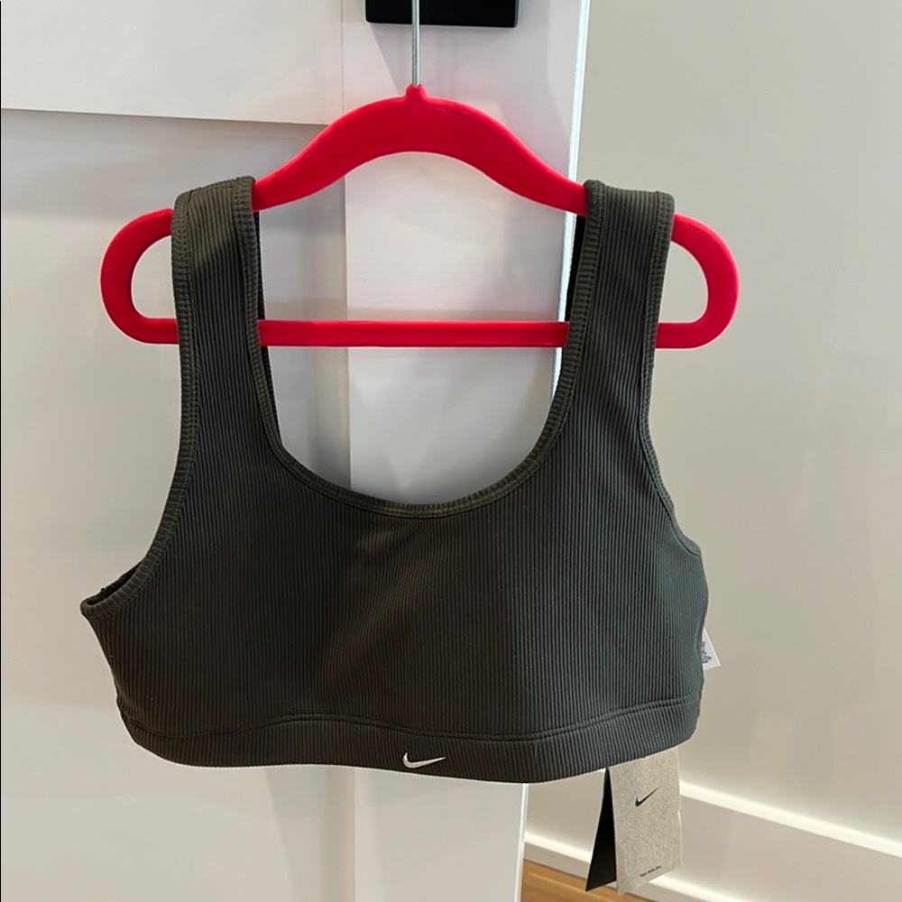 Nike Dark Green Ribbed Sports Bra